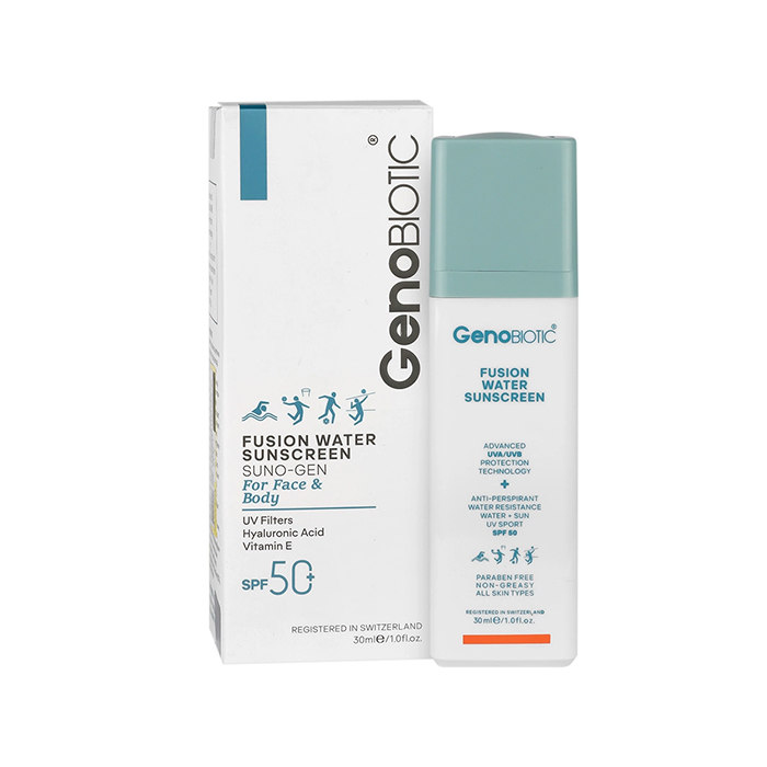 ضد آفتاب بی رنگ فیوژن واتر ژنوبایوتیک SPF50 مناسب انواع پوست - Image 2