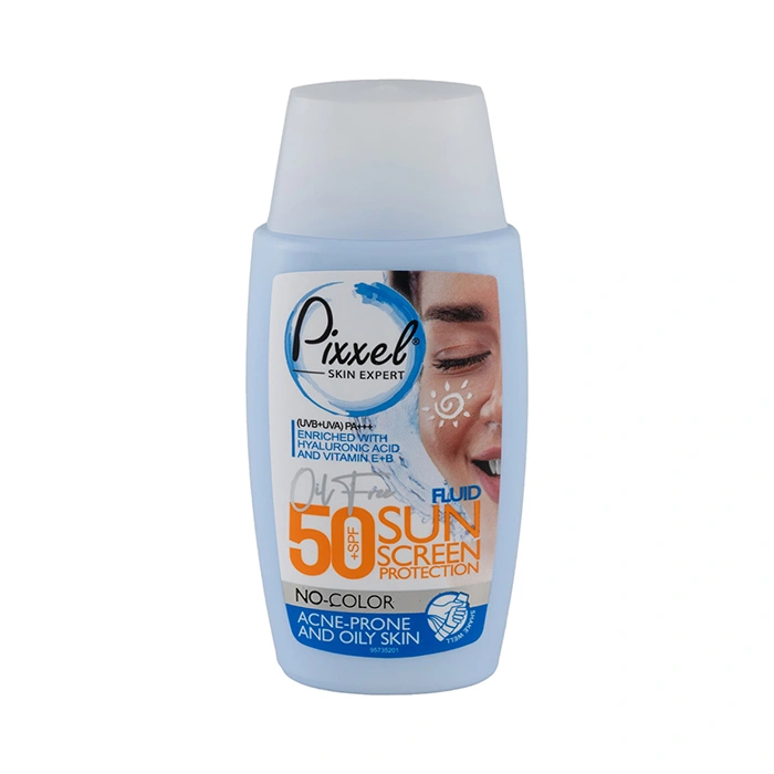 کرم ضد آفتاب بی رنگ پیکسل با SPF50 مناسب پوست های چرب و جوش دار حجم 50 میلی لیتر