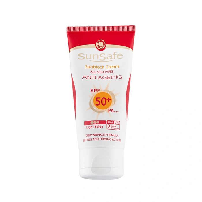 کرم ضد آفتاب و ضد چروک رنگ روشن SPF50 سان سیف