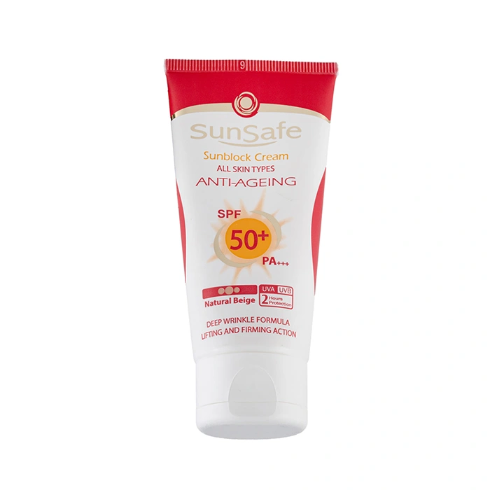 کرم ضد آفتاب و ضد چروک رنگ طبیعی SPF50 سان سیف