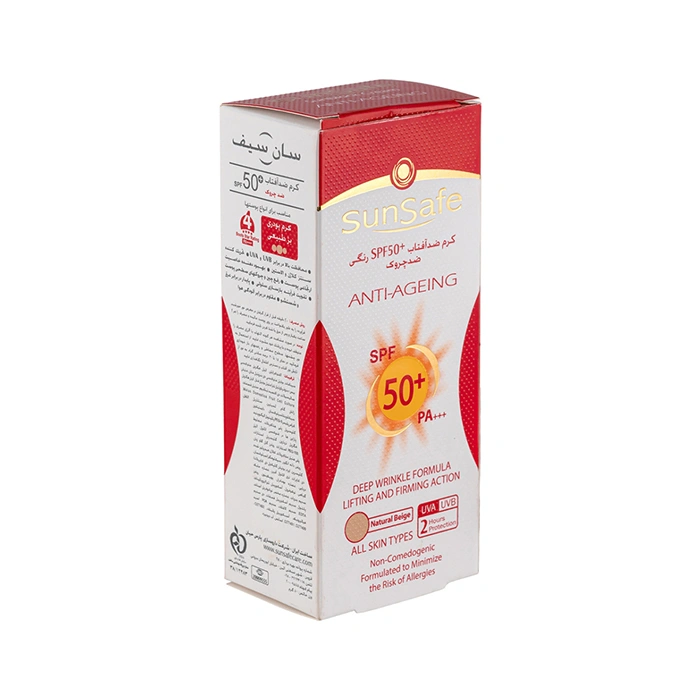 کرم ضد آفتاب و ضد چروک رنگ طبیعی SPF50 سان سیف - Image 3