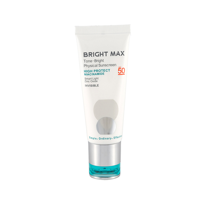 ضد آفتاب فیزیکال بی رنگ برایت مکس مدل Tone Bright با SPF50 حجم 40 میلی لیتر