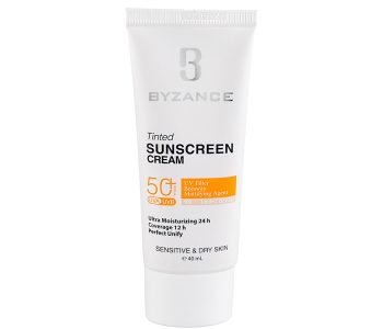 کرم ضد آفتاب رنگی بیزانس با SPF50 مناسب پوست های حساس و خشک حجم 40 میلی لیتر - بژ روشن